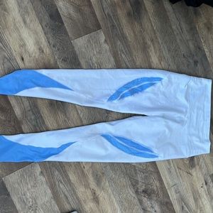 white and blue leggings